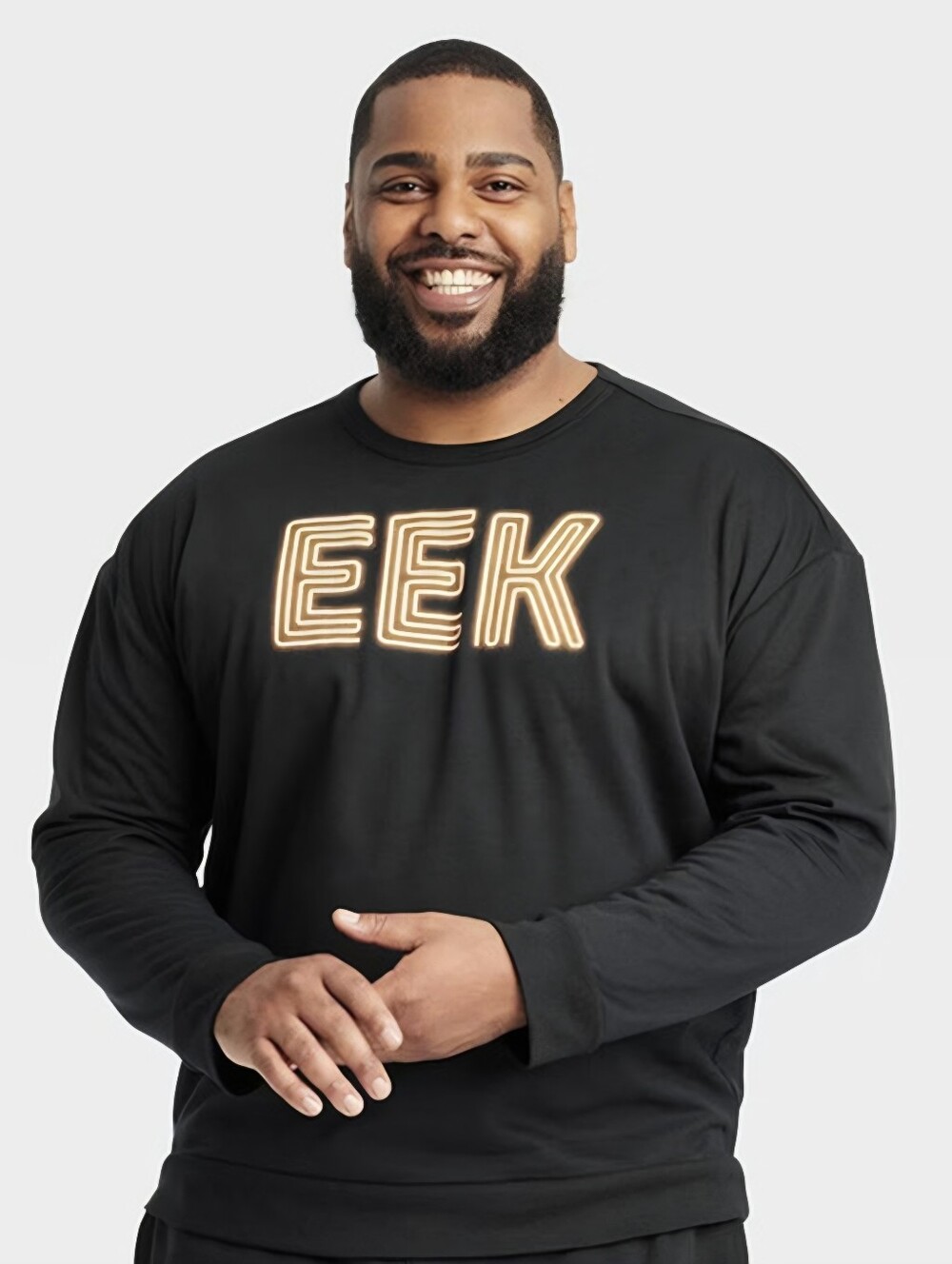 Hyde & EEK Men's Black Graphic PJ Crewneck Sweatshirt 'EEK' Logo XL Tall 4064